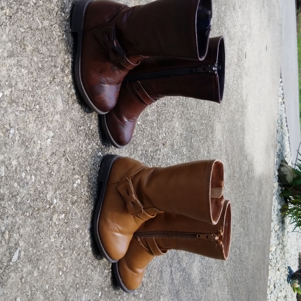 2 pair Size 5c baby girls zip up boots lot